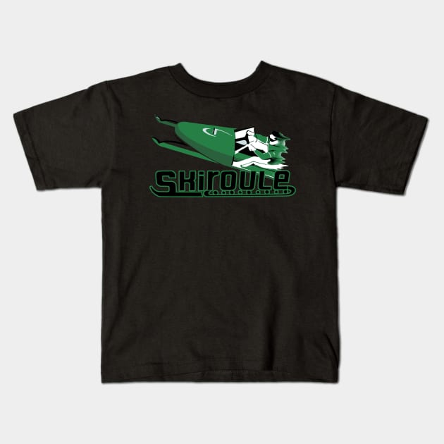 SKI green snowmobiles Kids T-Shirt by Midcenturydave